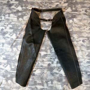 On Course Green Leather Chaps Full Zip Equestrian Motorcycle Childs Kids 8 Gift